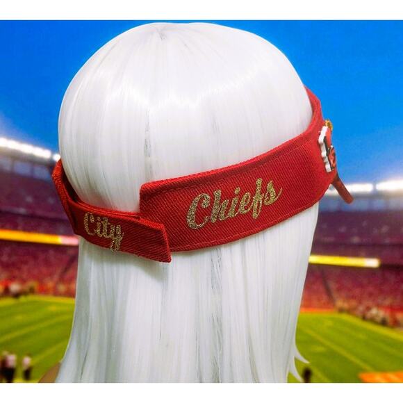 Visor Hat "Kansas City Chiefs" Custom Made Red Visor Cap - Picture 7 of 9